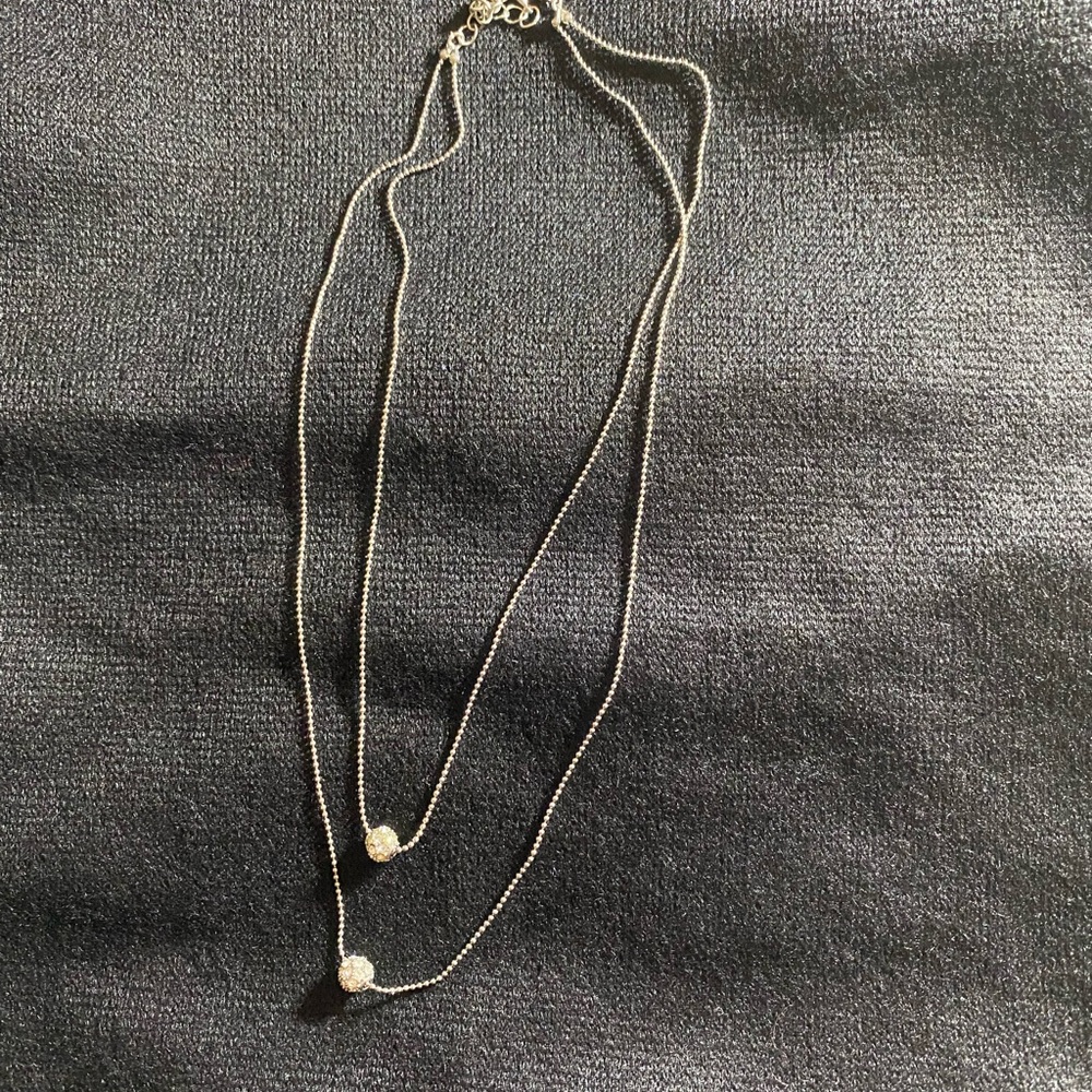 Chic Silver Double Layer Necklace - image 2